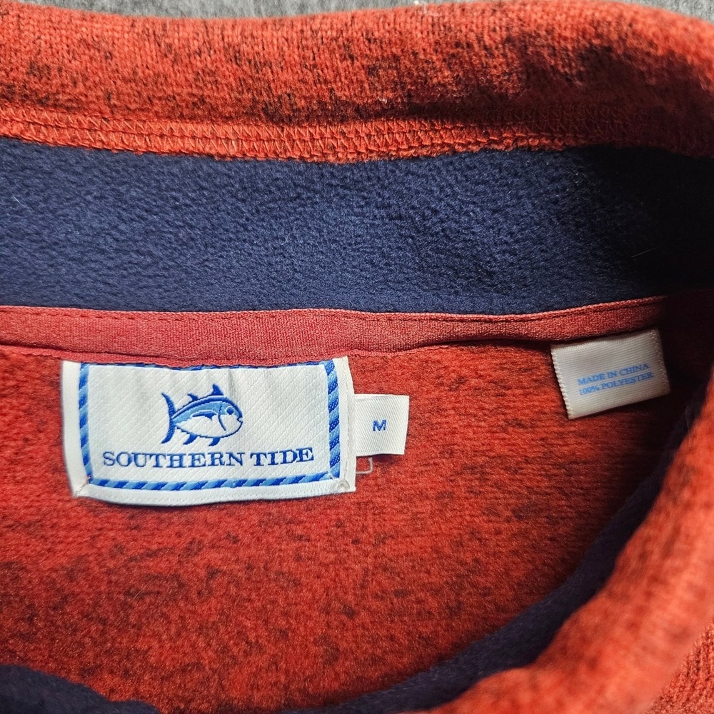 Southern Tide Fleece Vest Mens Medium Orange Heathered Full Zip Chest Pocket - Picture 8 of 8